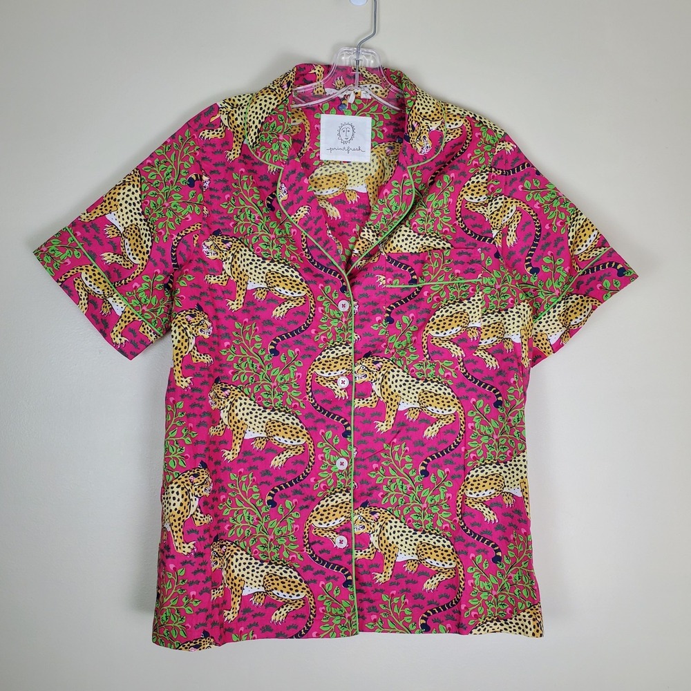 Print Fresh Bagheera Short Sleeve Jungle Pajama Top XS Leopard Organic Cotton